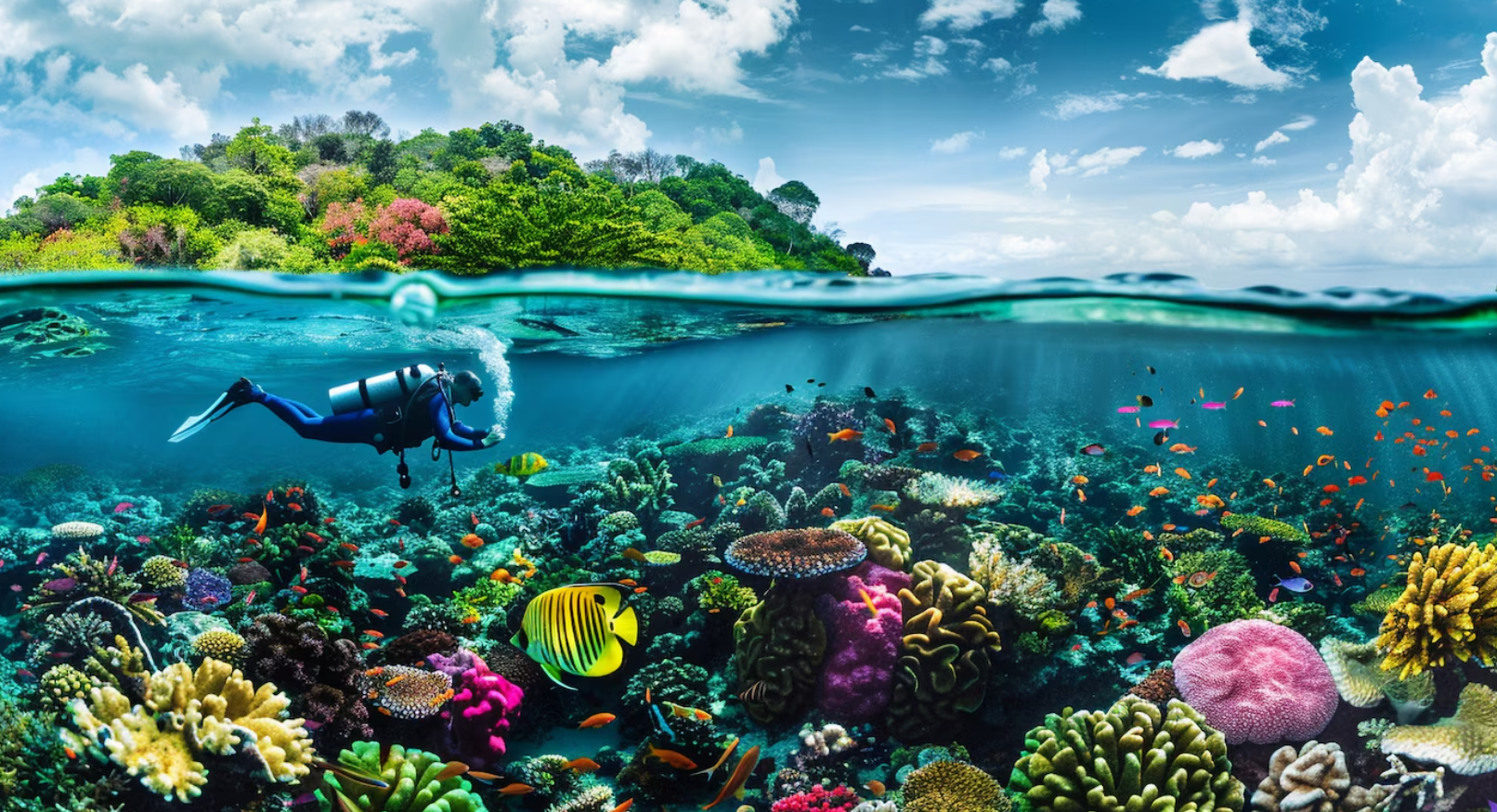 Immergersi in mare circondato da natura selvaggia